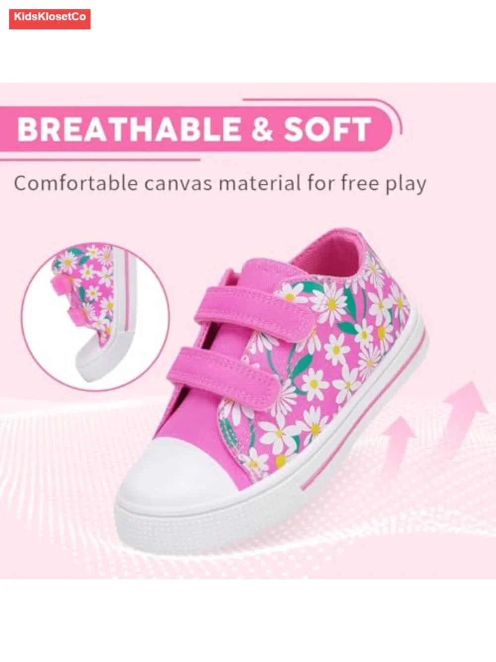 Canvas Low Top Sneakers with Hook and Loop Closure - Toddler Boys Girls
